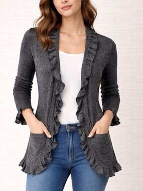 NWT Vintage Valenti Frilly Open Cardigan Sweater - Long Sleeve